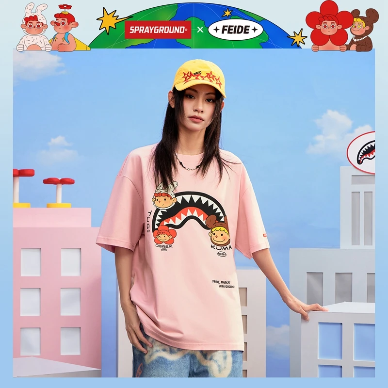 【FEIDE联名】SPRAYGROUND鲨鱼嘴短袖T恤刺绣潮流百搭GC WE130203