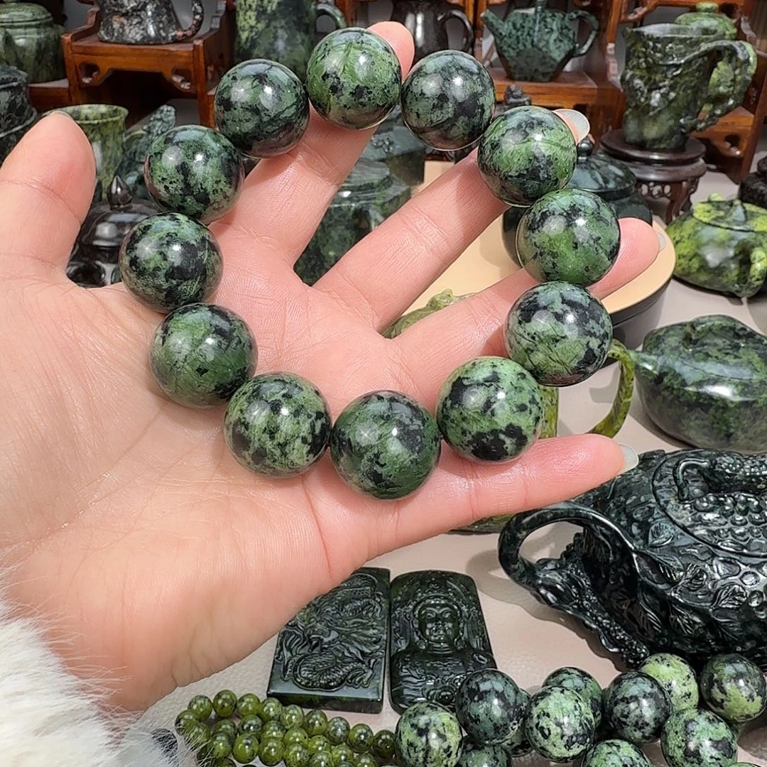 放****蛇纹石玉未镶嵌藏玉药王石精美茶壶
