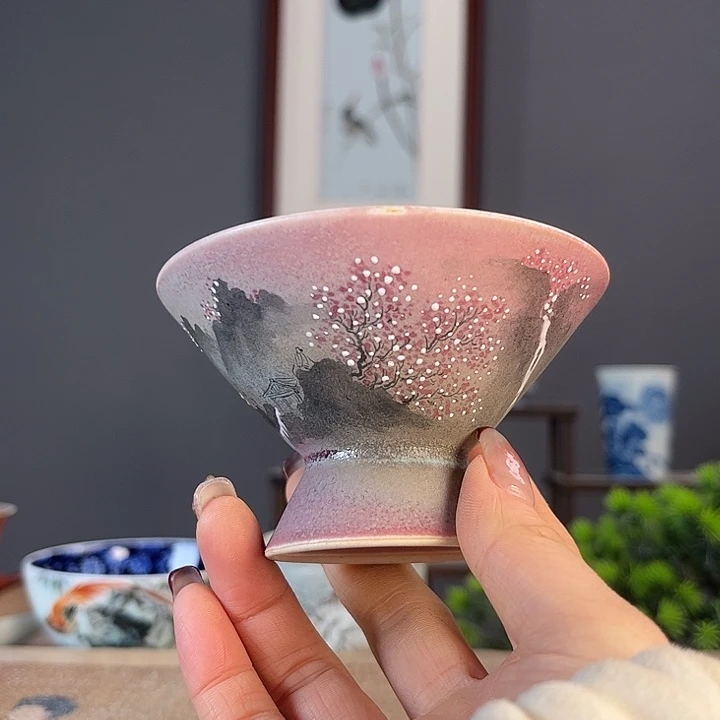 摆件景德柴烧茶杯多人