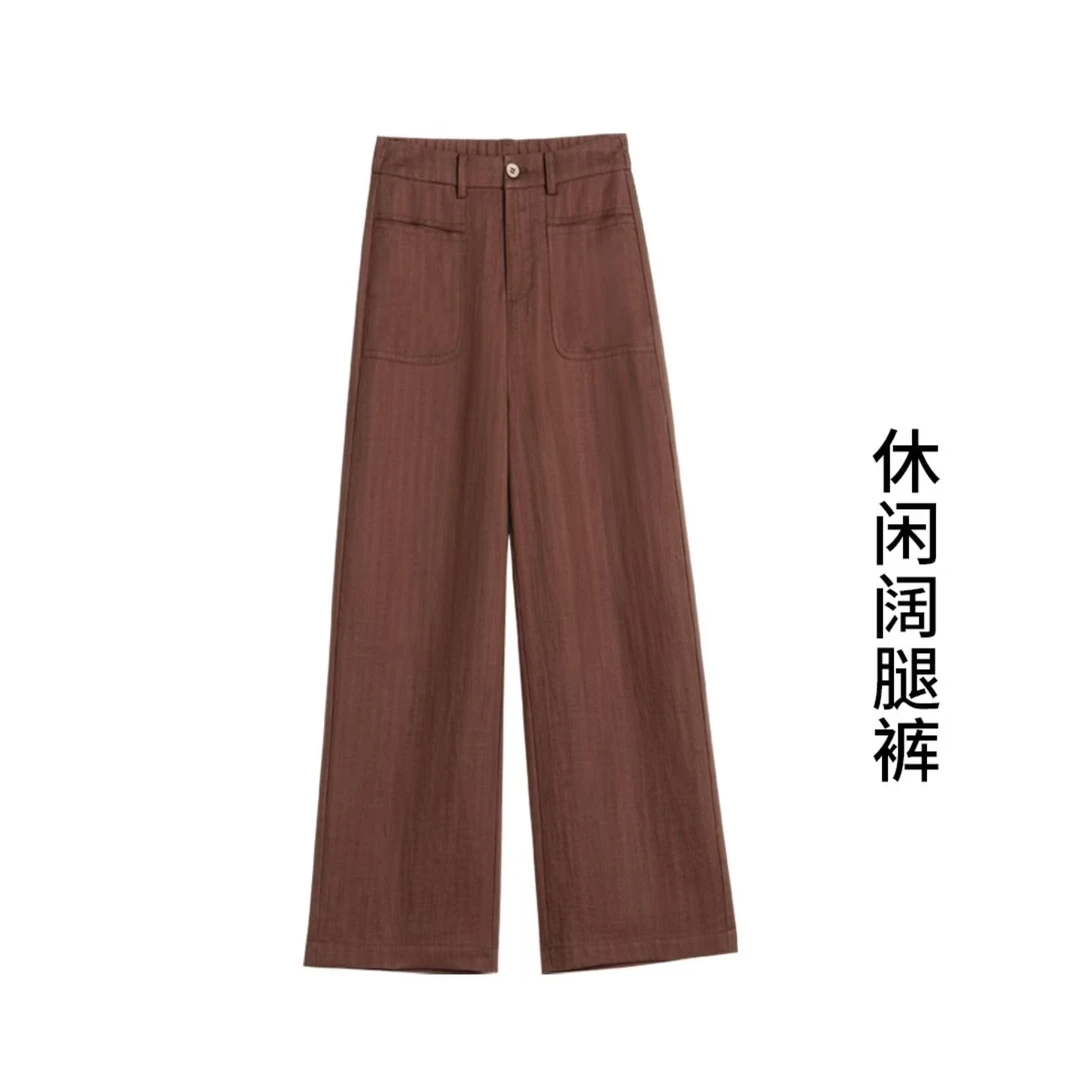5天丝亚麻直筒窄版阔腿休闲裤3101