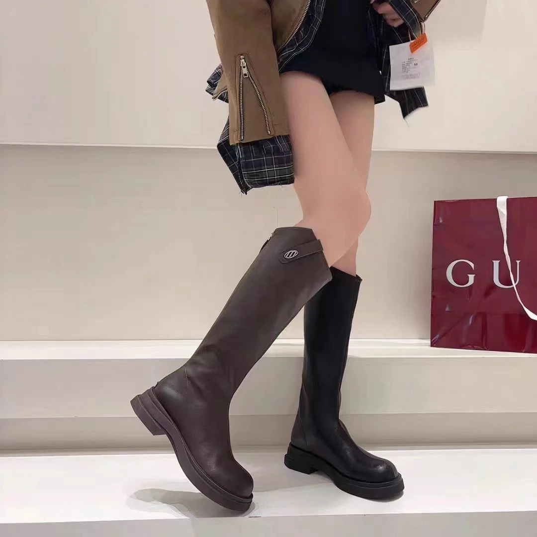 6-6990 新款时尚粗跟百搭骑士时装长靴（四季款）