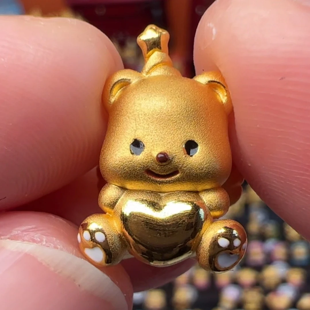 足金999黄金黄油小熊转运珠