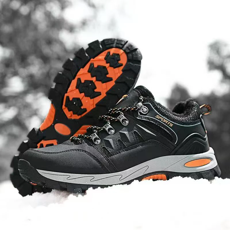 【户外冬季加厚加绒】全皮面防滑男女情侣运动鞋