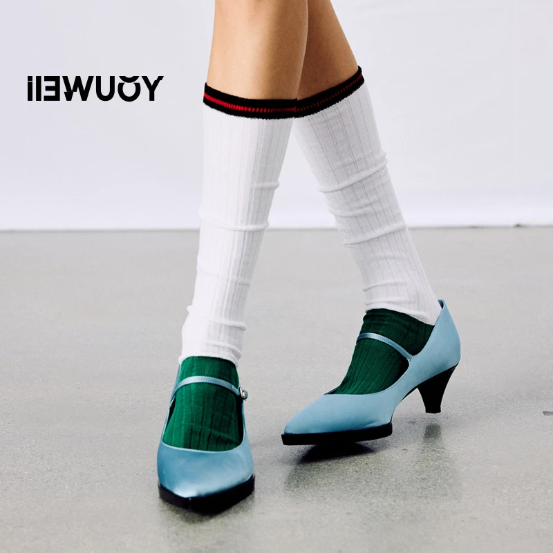 有尾YOUWEI真丝缎面小猫跟尖头鞋Y7525102女款女士夏季