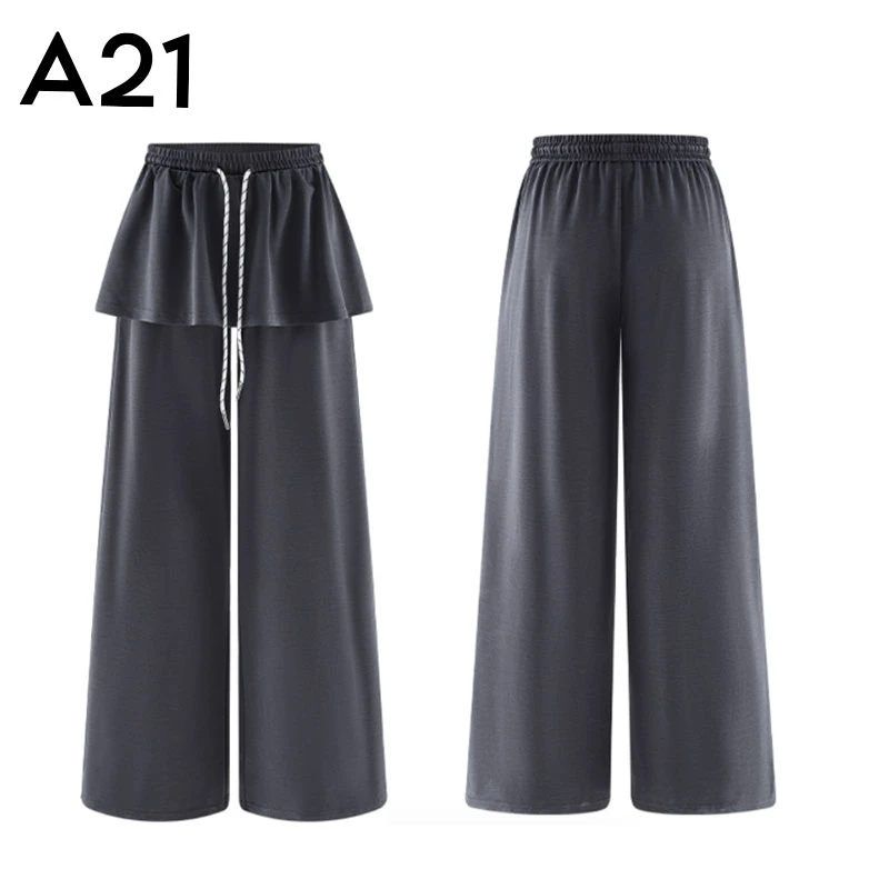 A21女装宽松阔腿长裤简约休闲裤子F451236005