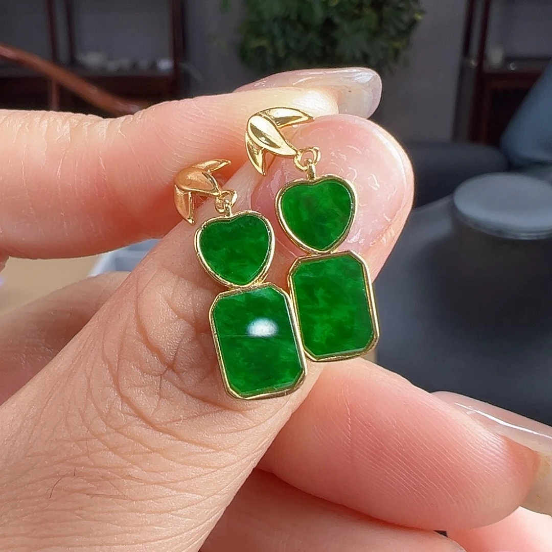 翡翠银S925镶嵌耳饰耳饰