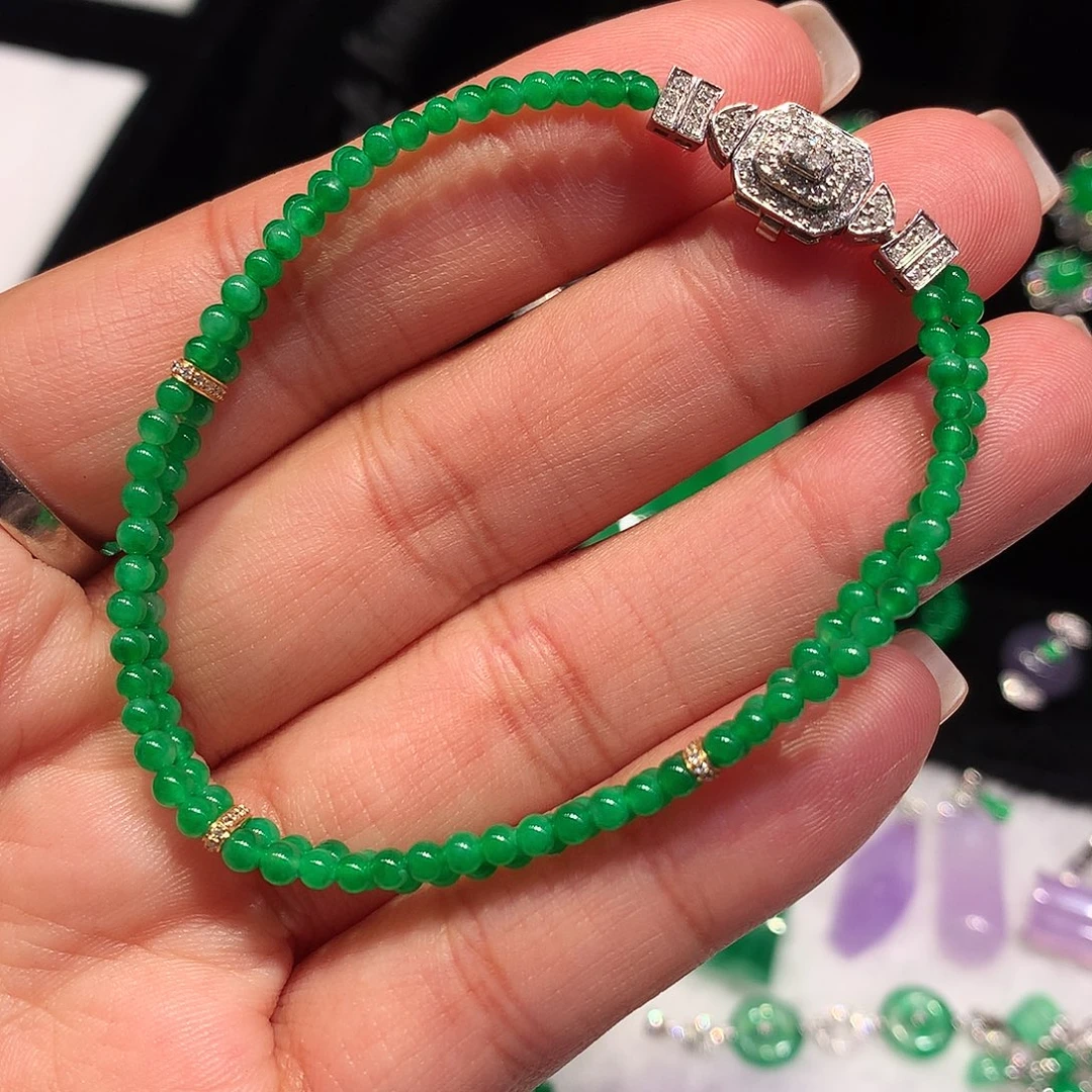 翡翠18K金镶嵌手链