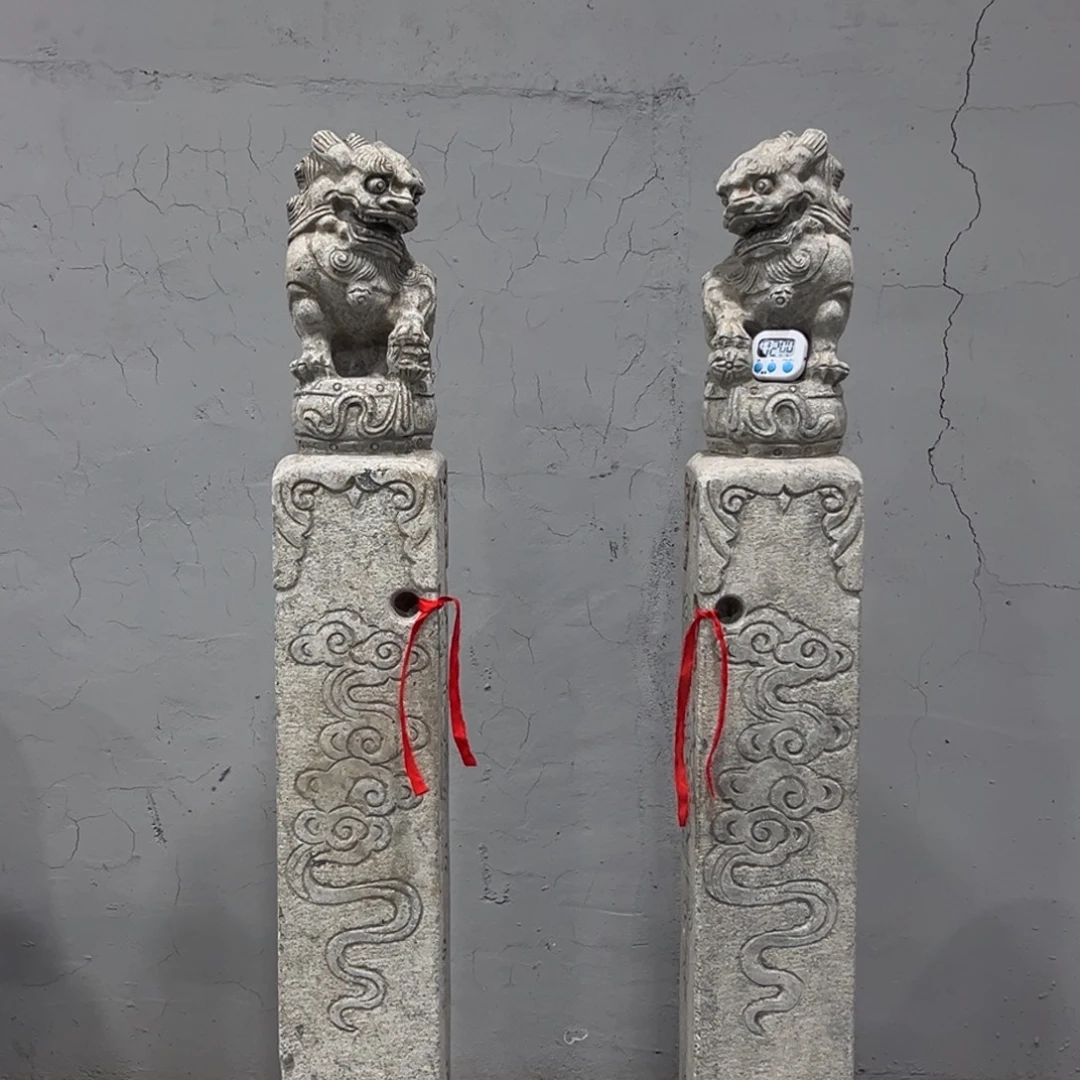 拴马桩一对青石材质