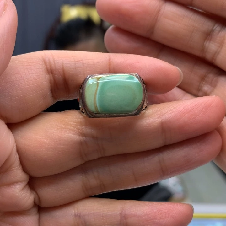 绿松石银S925镶嵌戒指