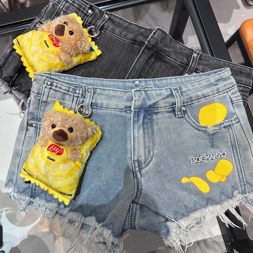 FOG （056）甜辣风显高显瘦休闲立体小熊牛仔短裤-5N01DK403