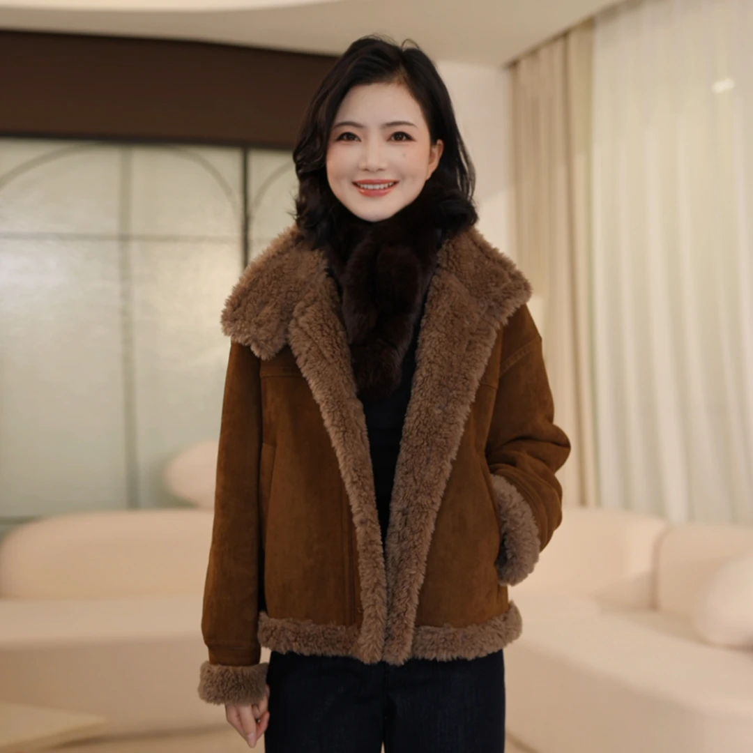 枫竺阿楠anan美拉德气质休闲立领羊毛颗粒外套女冬天防寒外套