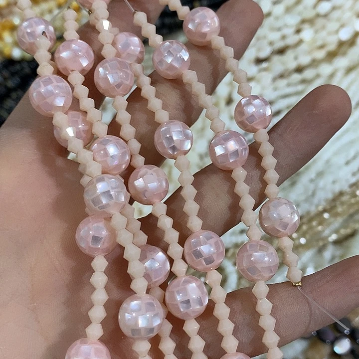 4颗10mm粉色螺钿珠