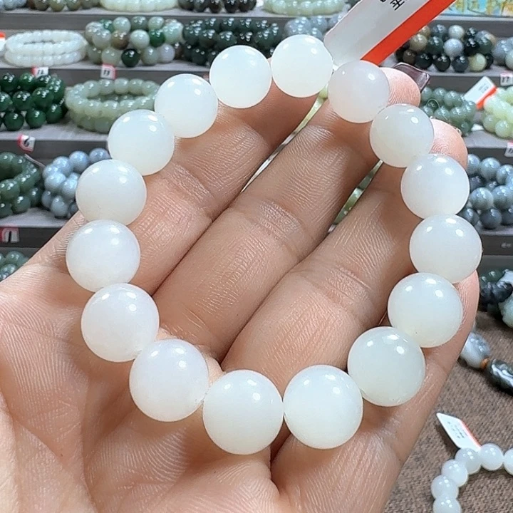 和田玉手链未镶嵌青海料卡12