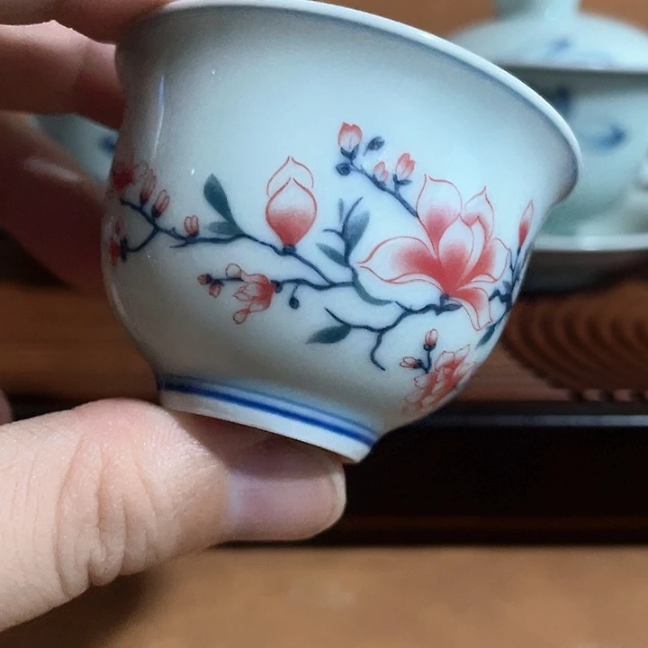 3个复古玉兰杯子30毫升