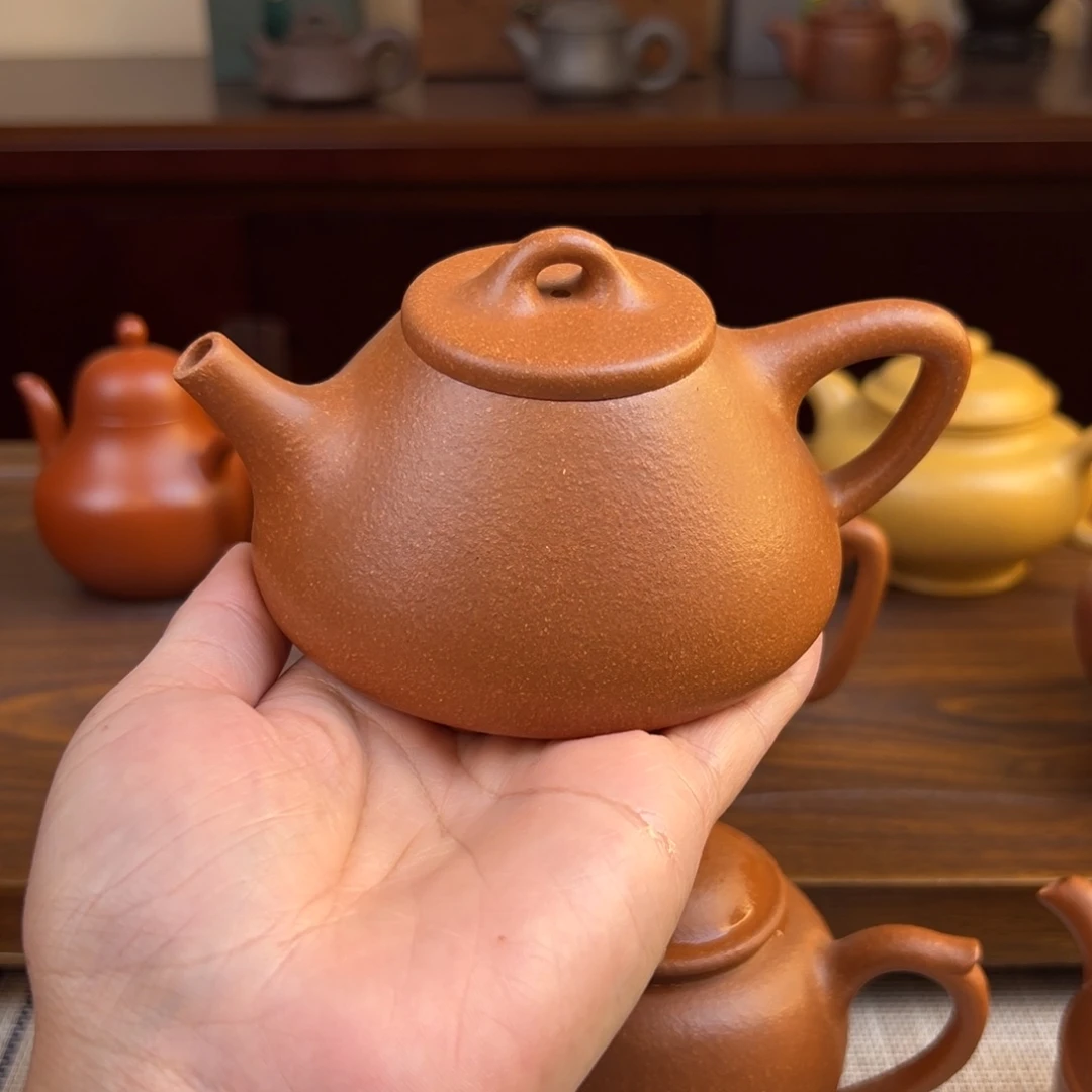 紫砂茶壶黄降坡子冶石瓢半手瑕品220cc