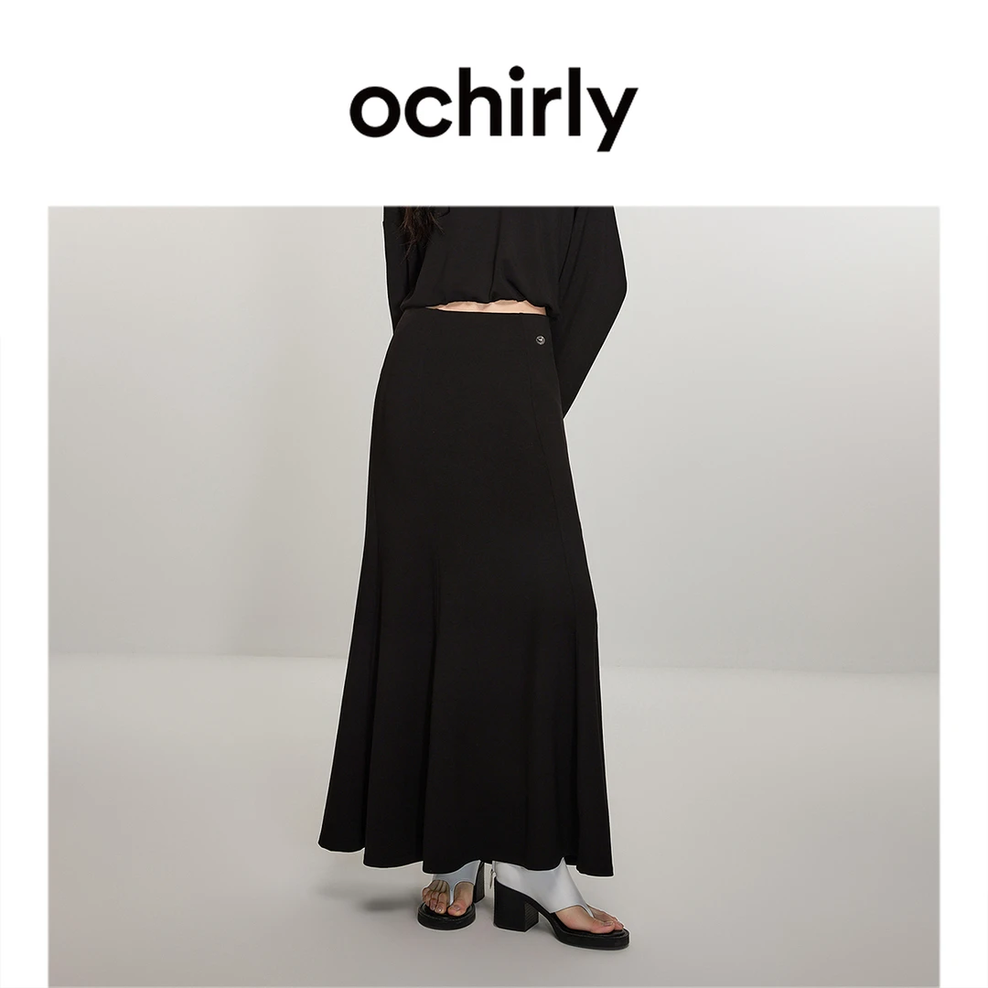 【诗语专属】ochirly欧时力 莫代尔空气层半身裙新款春装高腰中长