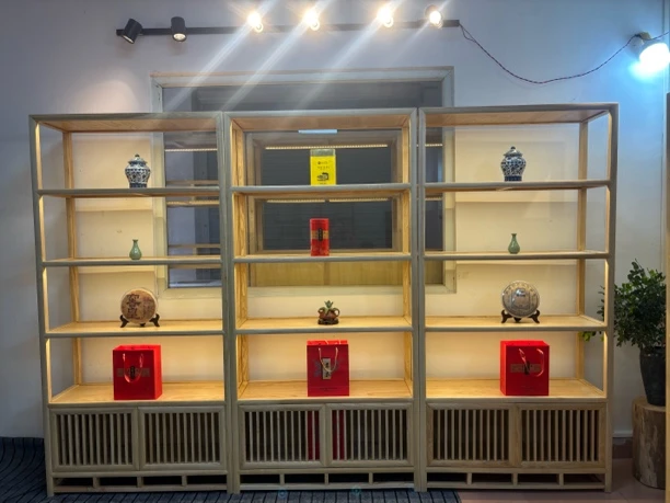 北美白蜡木灯带设计展示架，茶叶架，博古架