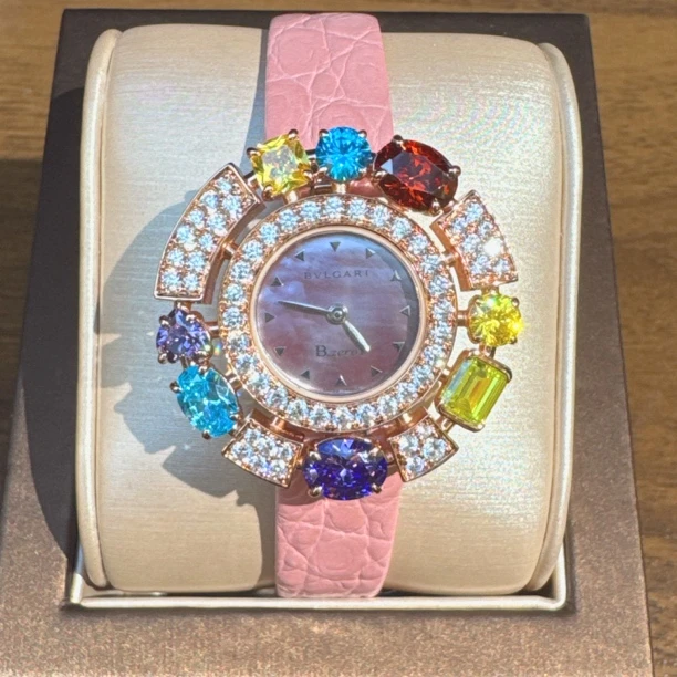 99新 BVLGARI/宝格丽 小宝格丽539-1石英后钻瑞士女表赠表带手链