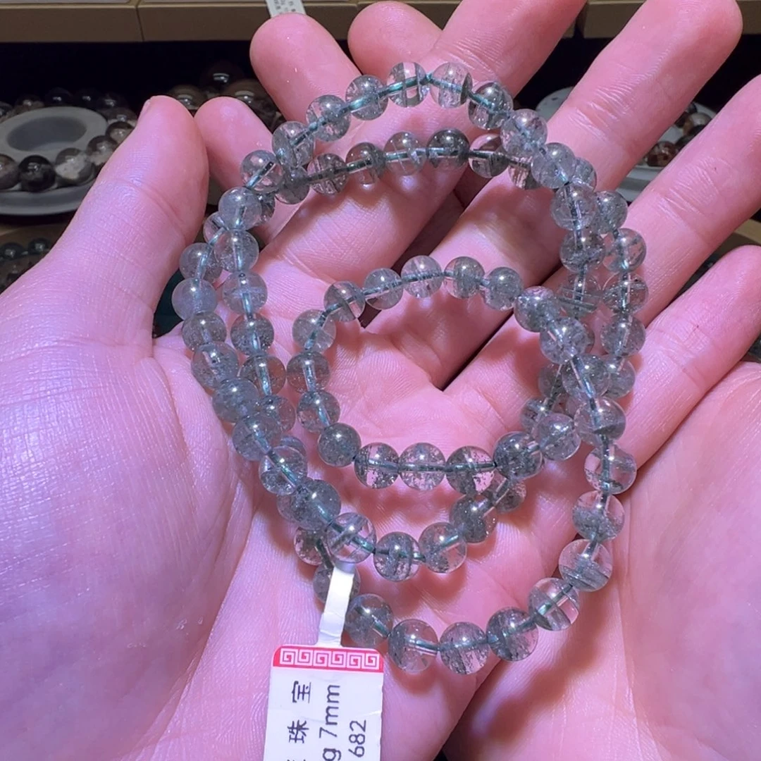 水晶手串未镶嵌绿幽灵星光满天星飘花千层山多圈手串