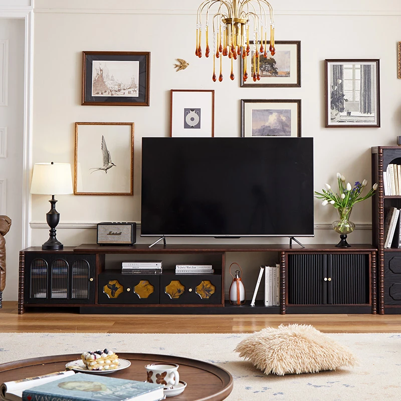 森美匠心法式复古实木可伸缩电视柜家用小户型电视机柜客厅储物柜