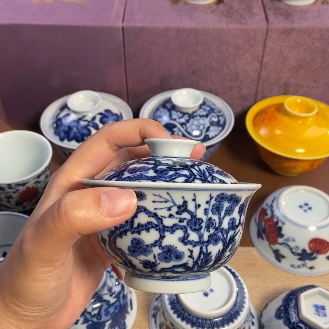 陶宣乐沐谷青花松竹梅盖碗