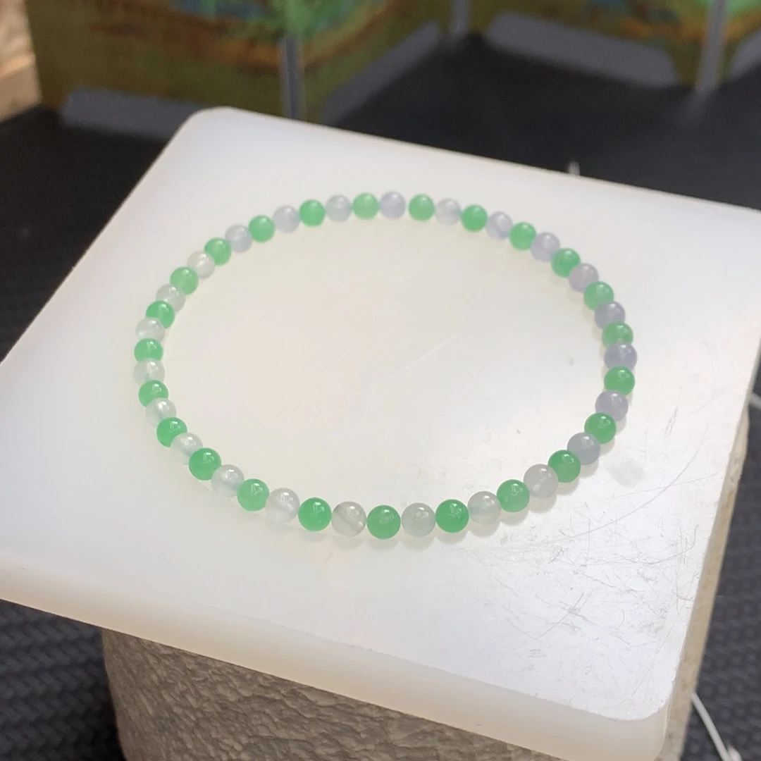 定制翡翠未镶嵌 毛货抛光定制 冰种起胶小米珠48颗 买断