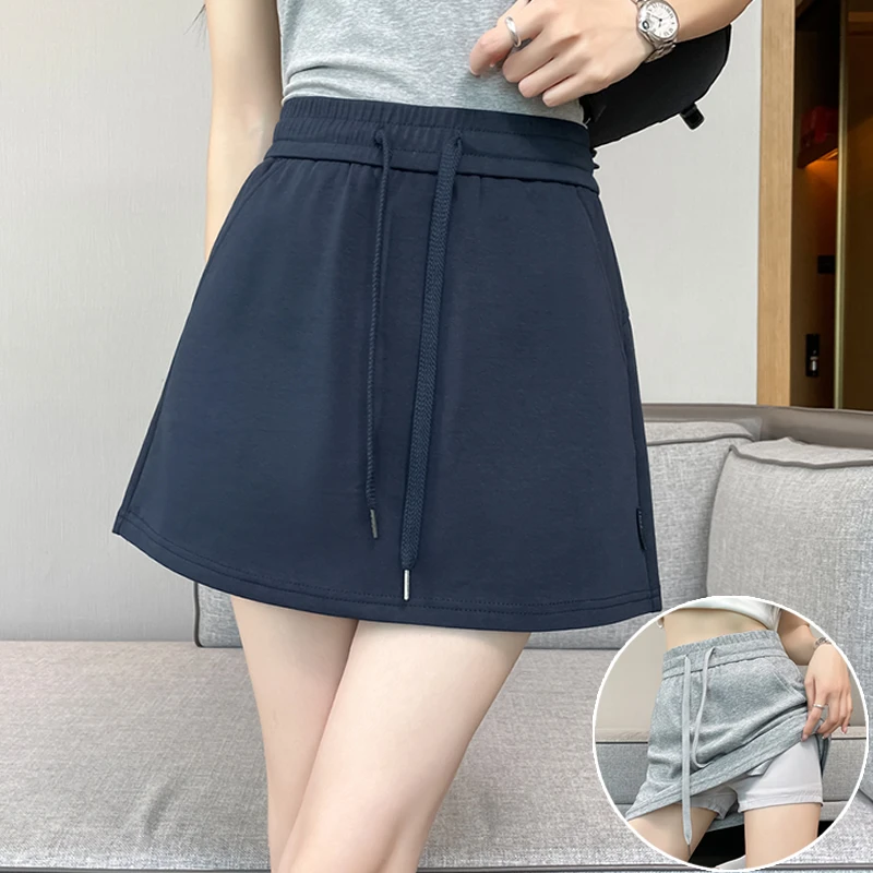 运动短裙女夏季薄款高腰休闲半身裙子女宽松显瘦网球裙小个子裤裙