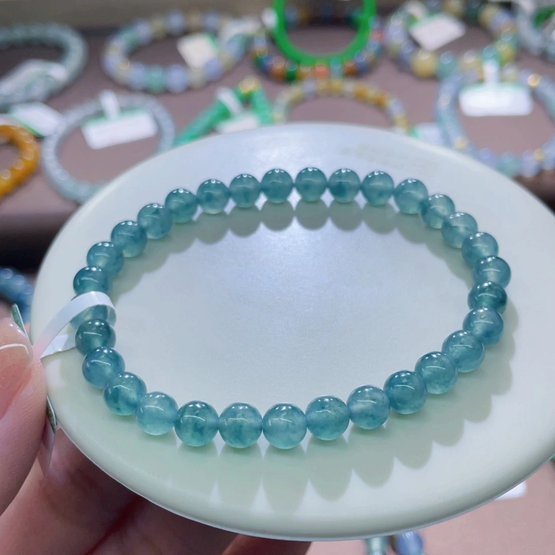 未镶嵌手链翡翠木纳老蓝水卡6