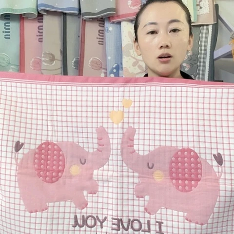 棉纱布粉色双象纯棉