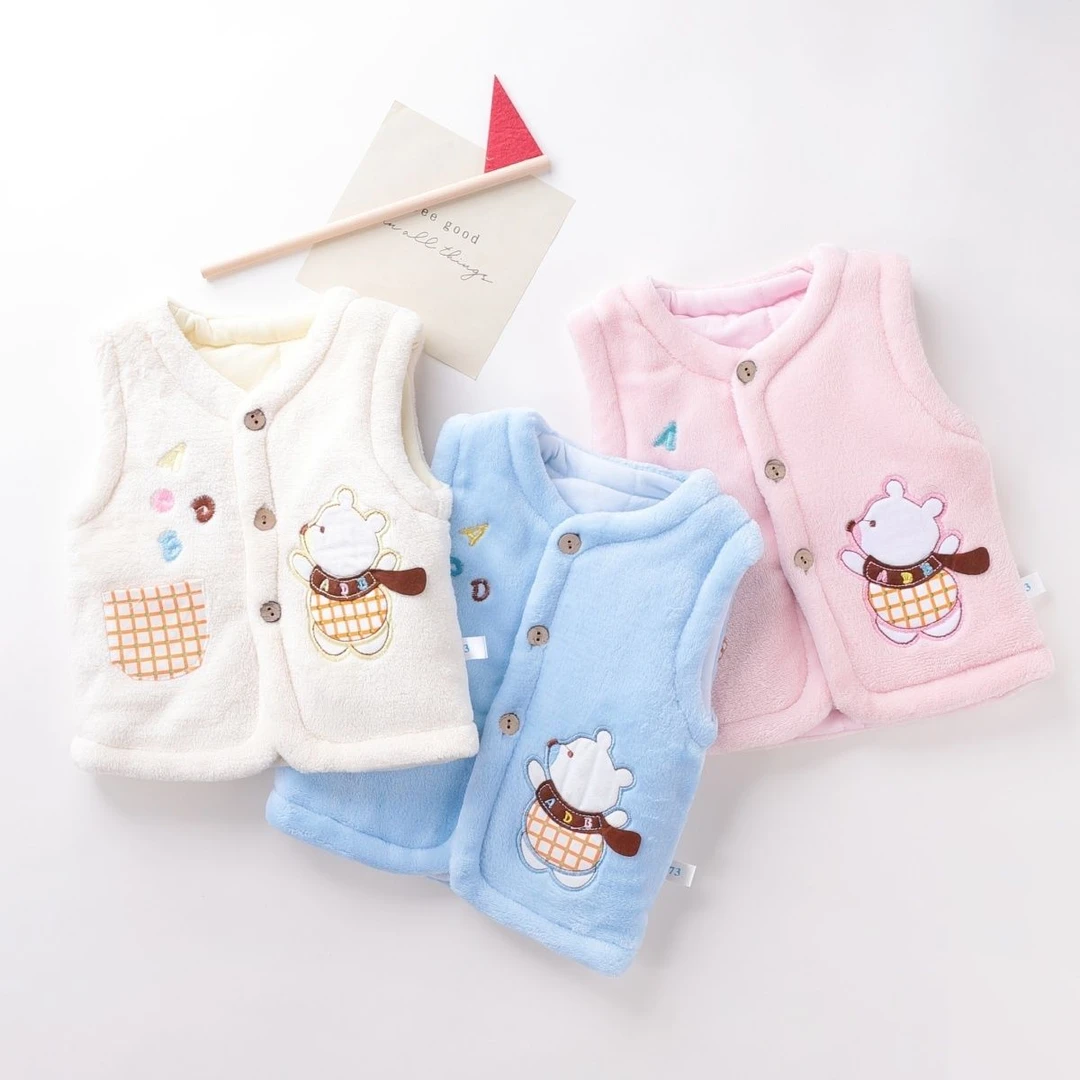 新款婴儿马甲冬季男女宝宝加厚加绒新生儿保暖坎肩宝宝背心M