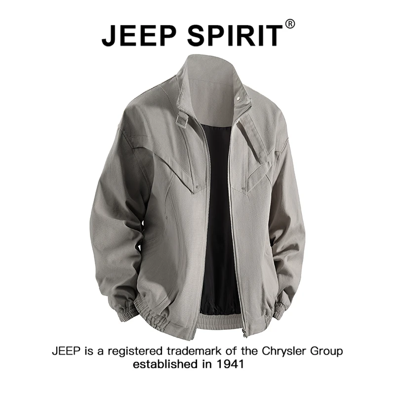 JEEPSPIRIT吉普美式机能风工装夹克男士秋季潮流高街宽松立领外套