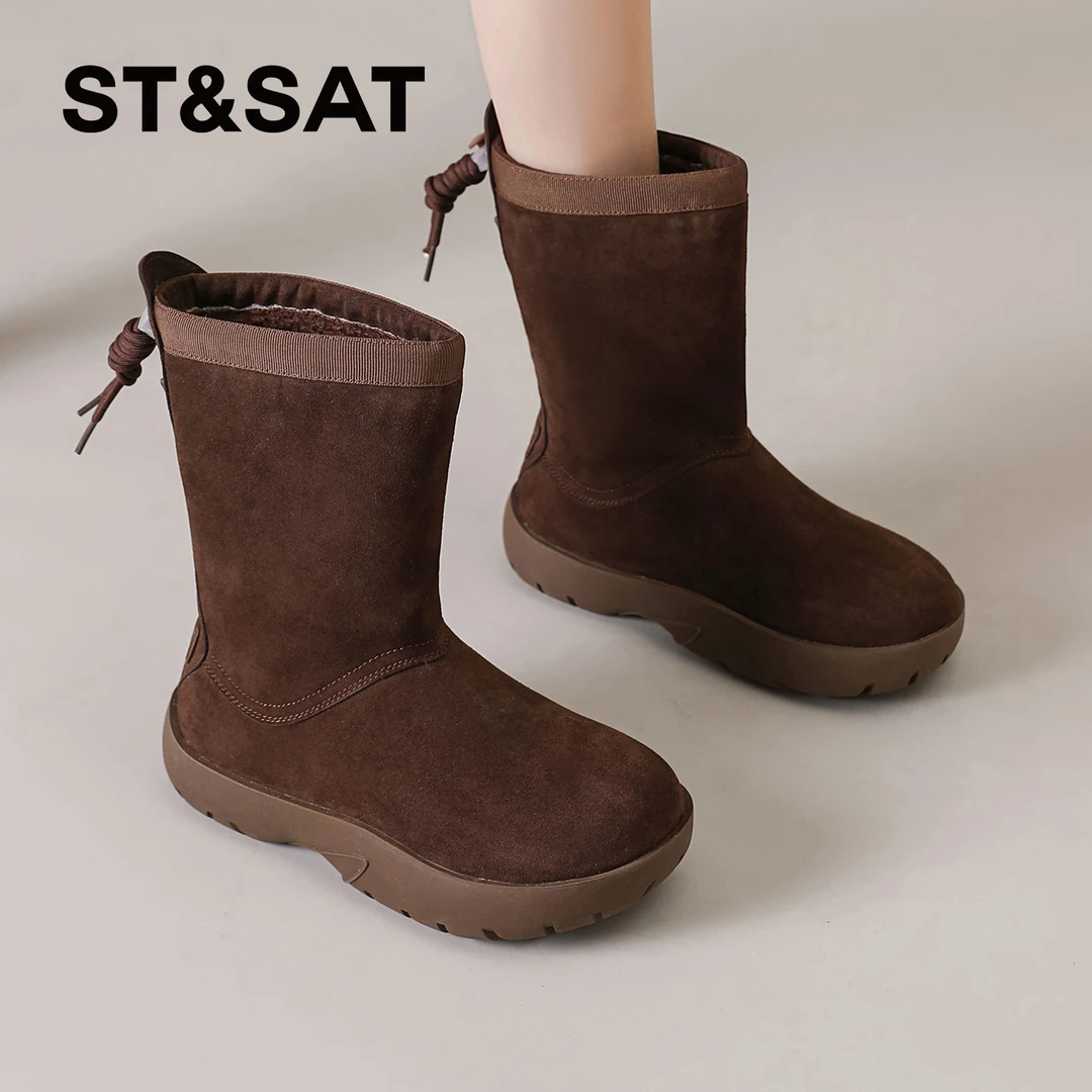 星期六雪地靴女2025新款冬季女鞋加绒加厚防滑保暖短靴东北棉鞋女