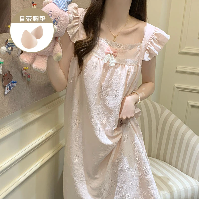 带胸垫无袖睡衣女夏季爆款性感可爱花边公主风吊带睡裙2025家居服