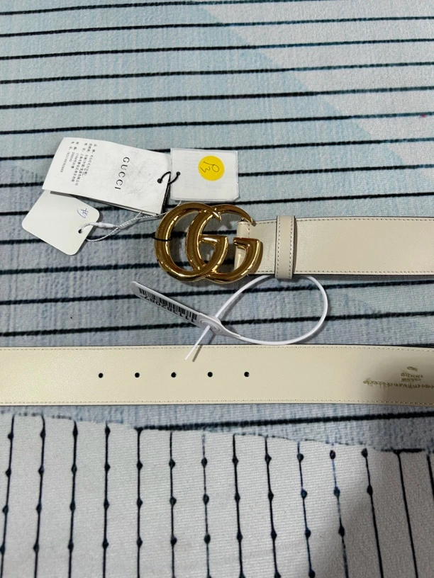 99新 GUCCI/古驰 古驰gucci双G白色腰带99新