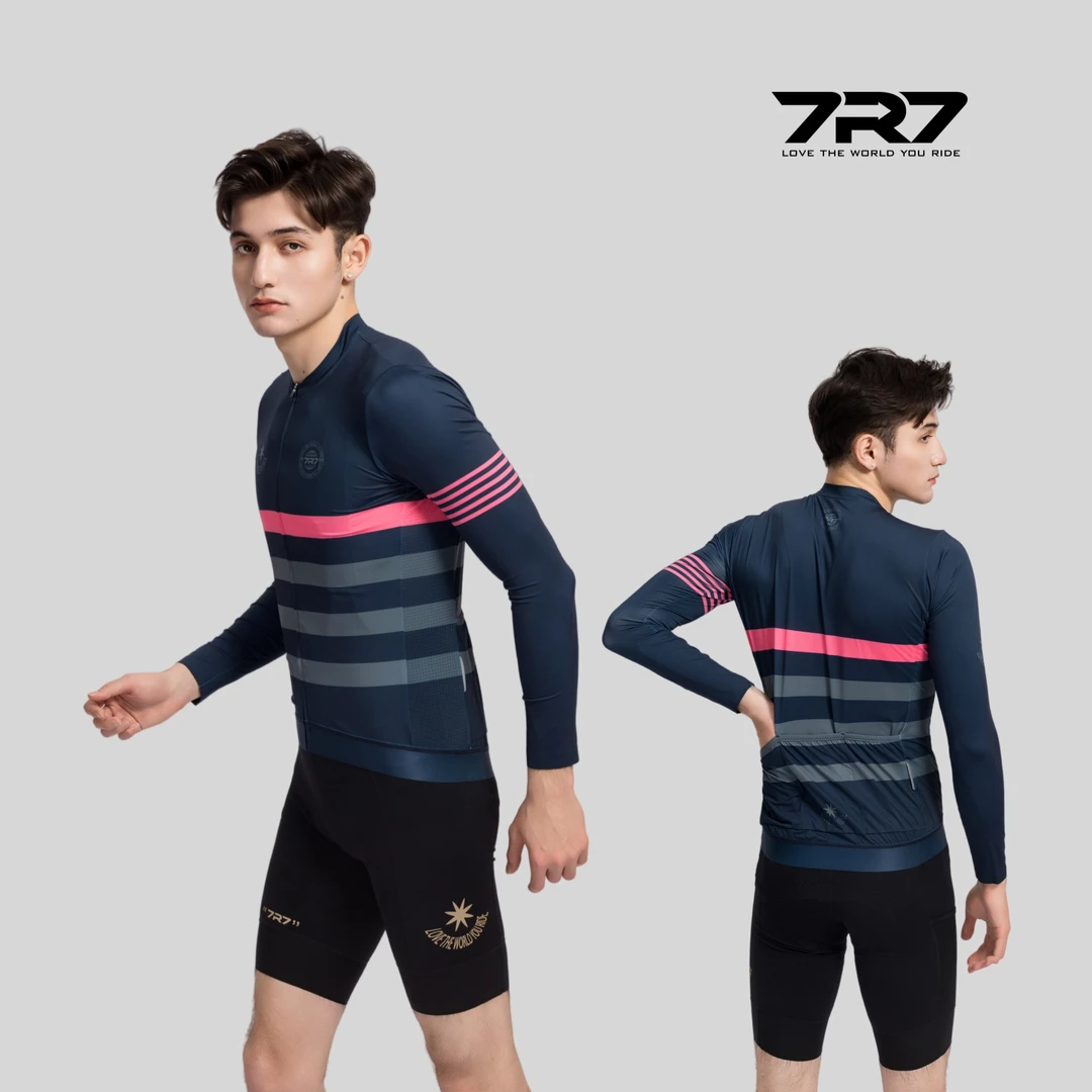 7R7春夏骑行长袖男女款专业速干修身公路车骑行服薄款休闲银河