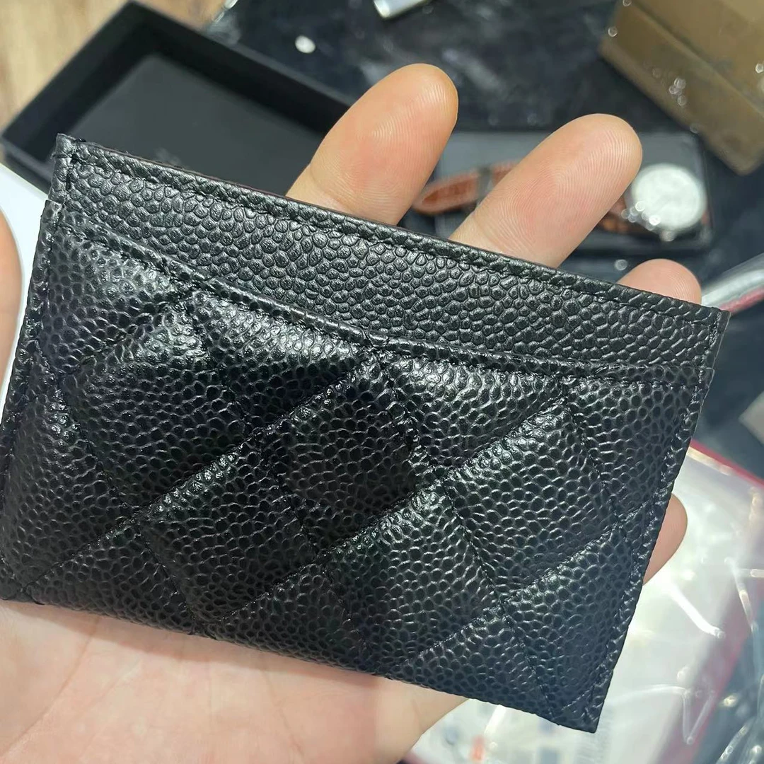 宝丫轻奢 女式经典菱格时尚黑色小卡包B5651