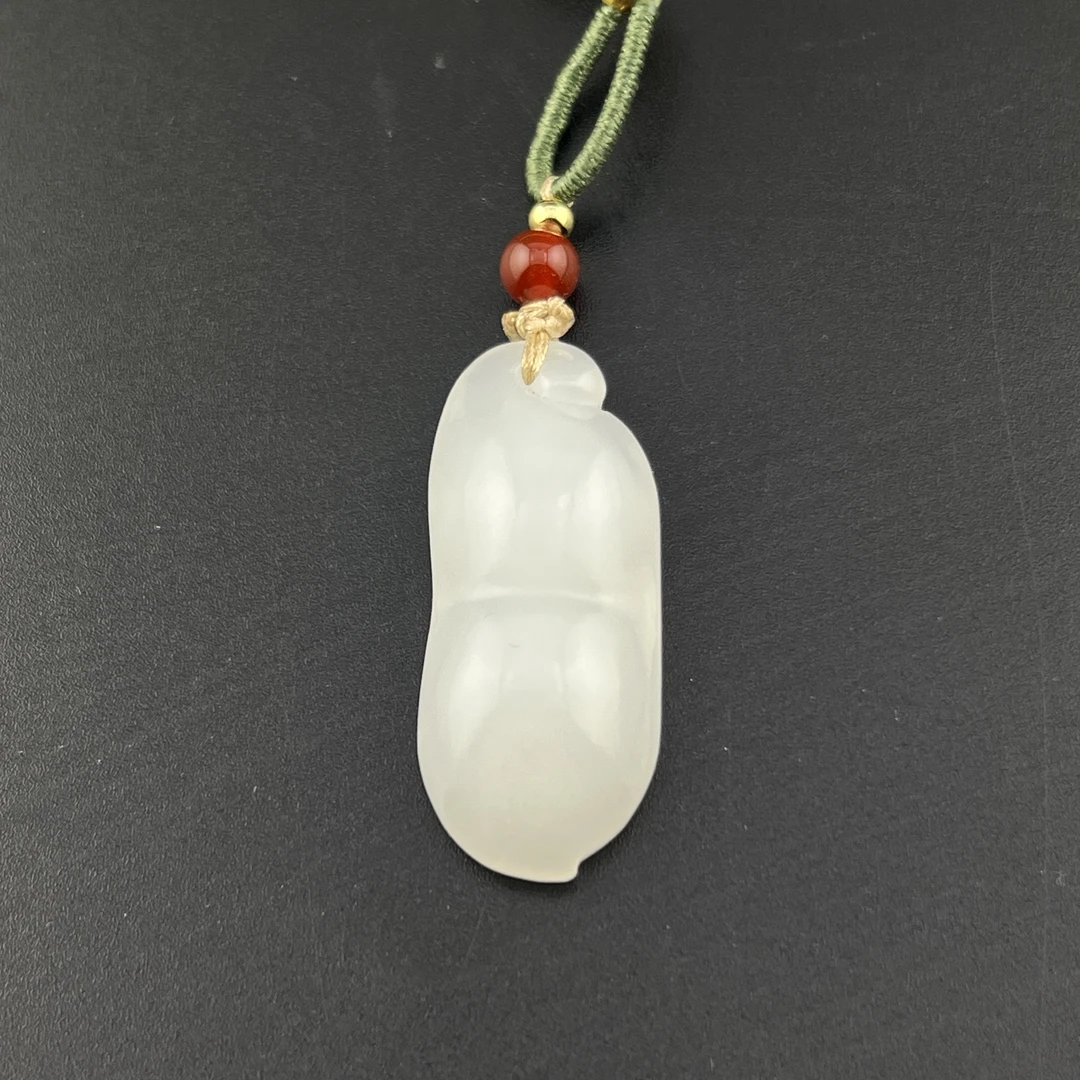 "民国和田白玉豆荚/ DL376708/ 古玩/收藏/德州文物"