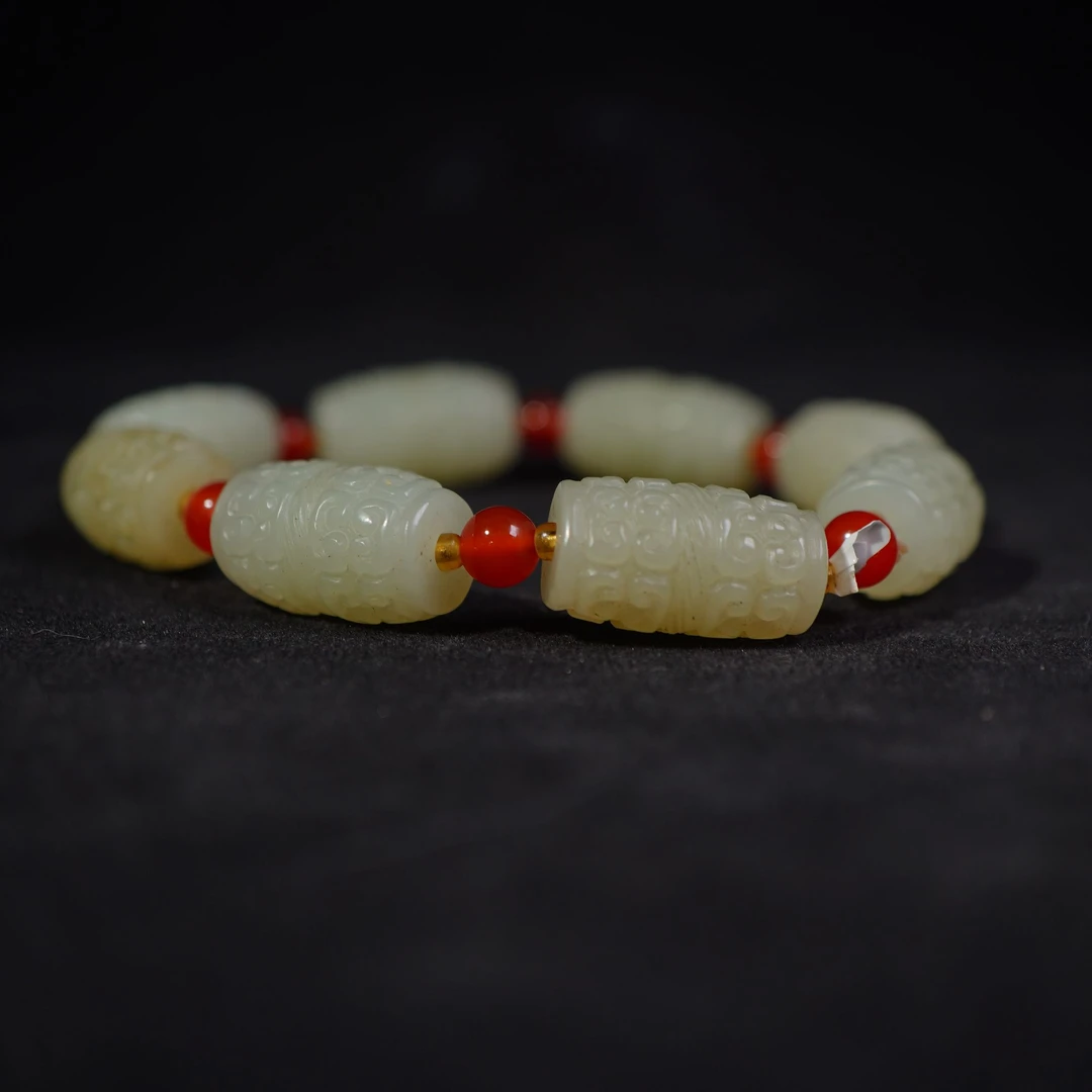 9AB18     明      和田玉祥云纹手串