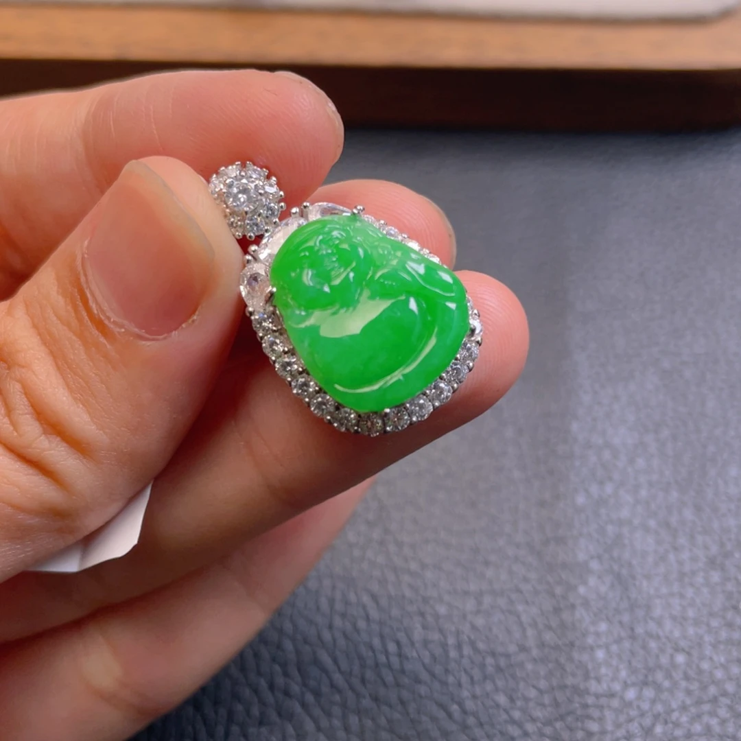 翡翠银S925镶嵌吊坠(不含链)