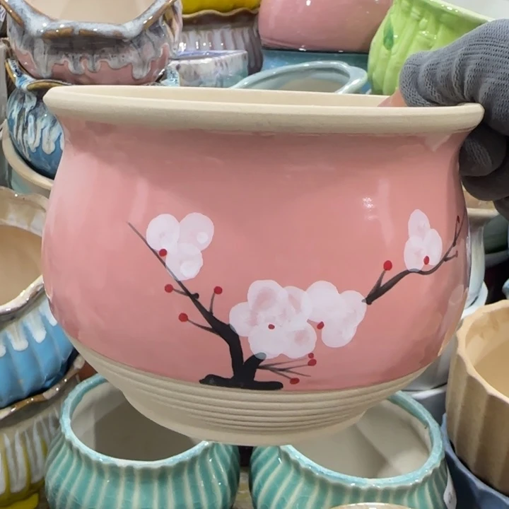 凑9块包邮，有孔，陶瓷花盆