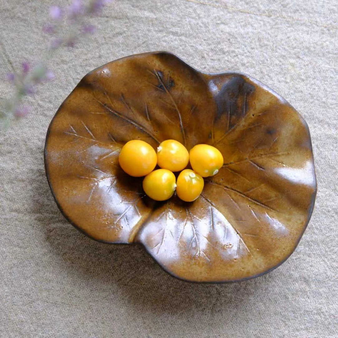小喜宅 焦糖小灵芝盘（口径约11x16cm）