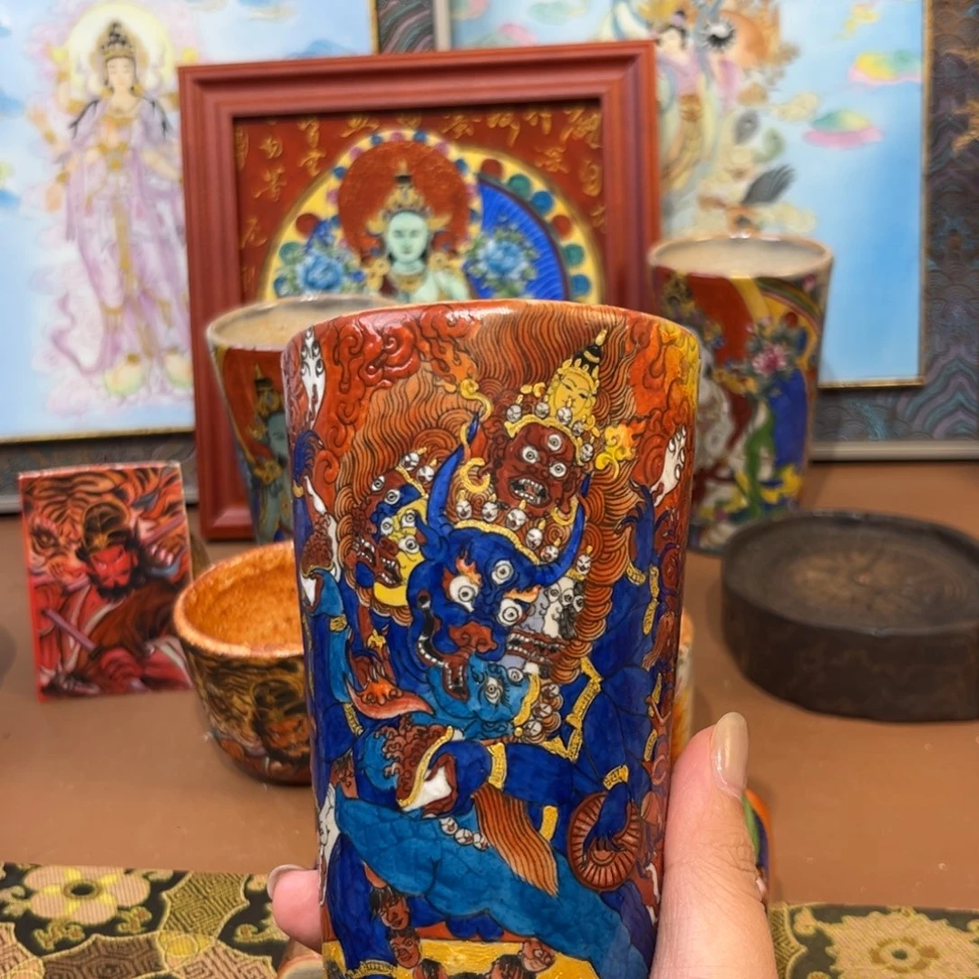 영***仔手工手绘大威德金刚茶杯
