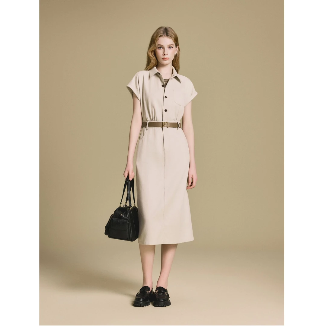 PSALTER诗篇2025年秋季新款翻领气质显瘦中长款连衣裙6C65305083