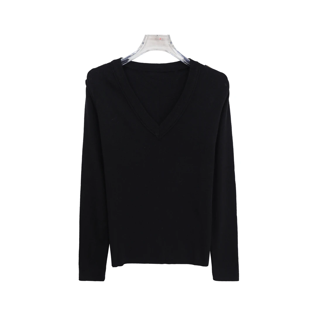 S冬季V领纯色百搭气质显瘦针织打底衫上衣S5564