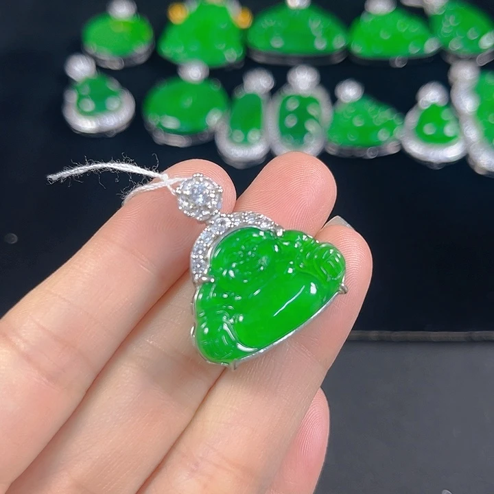 翡翠银S925镶嵌吊坠(不含链)