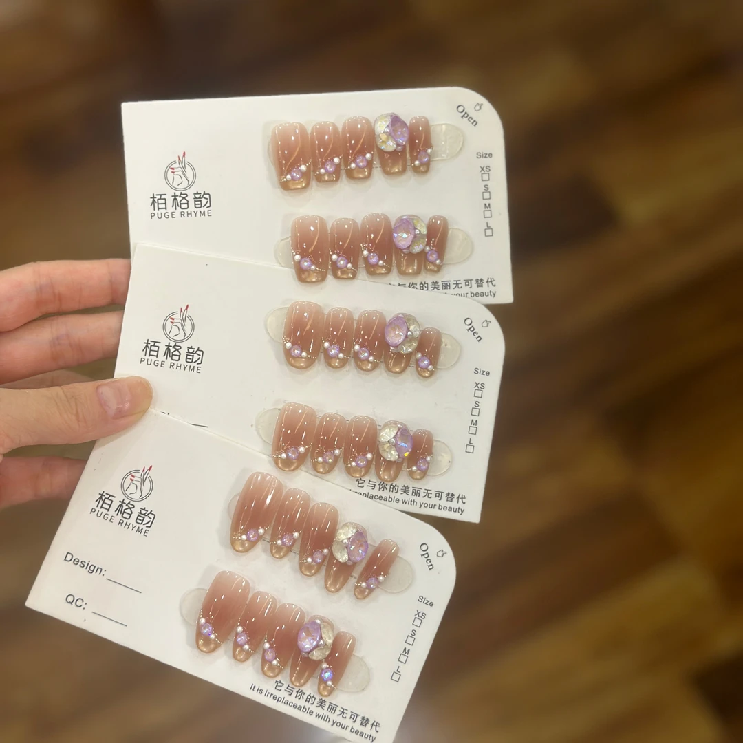 紫烟 施家全华  纯手工定制穿戴甲美甲成品美甲贴片10片