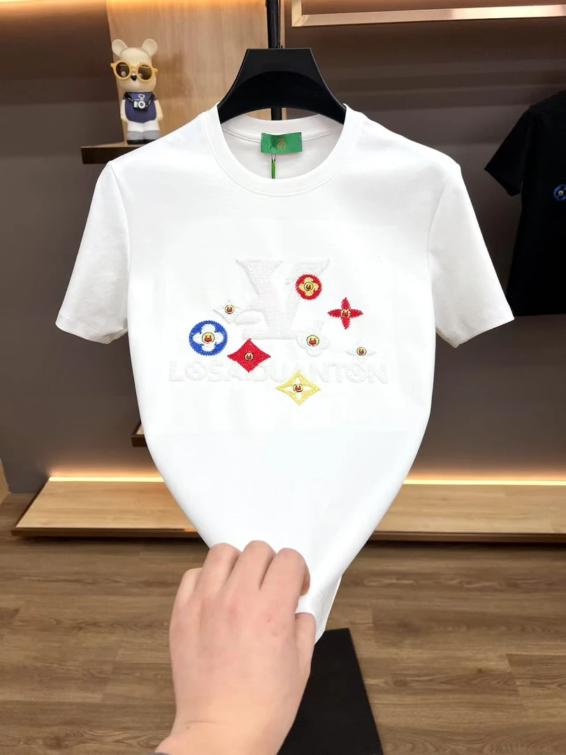 新款2025男士轻奢时尚打底重工潮流刺绣亮片休闲圆领T恤【9217】华6