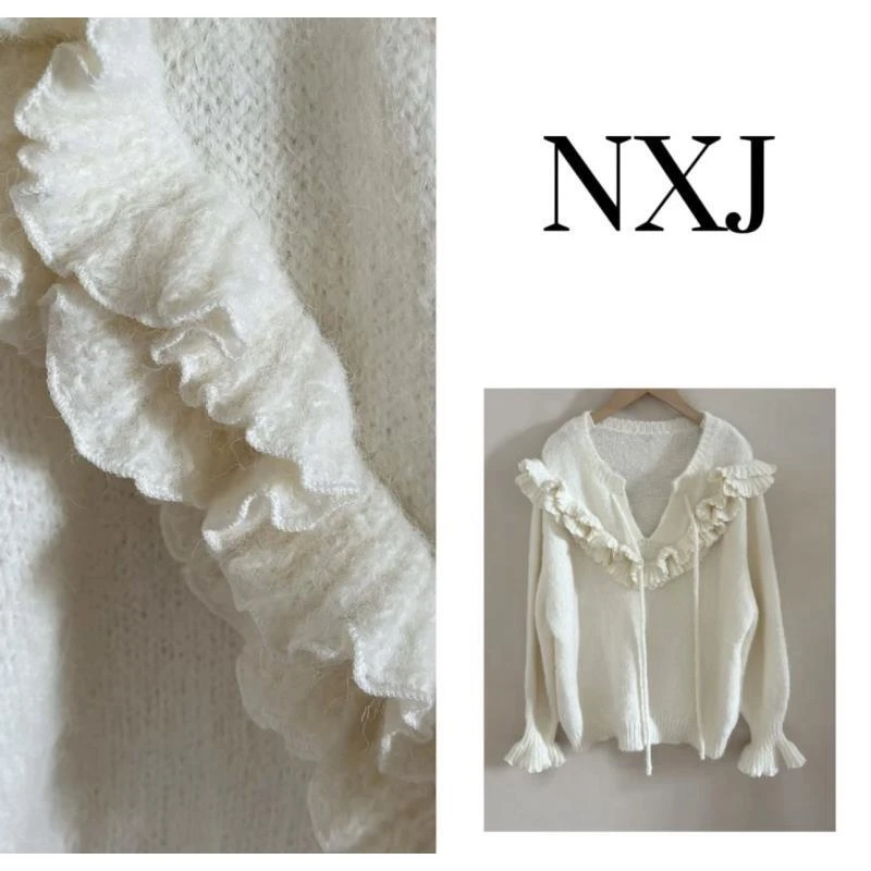 NXJ【日出东方】微胖大码 领带款老钱宽松大版毛衣 250979