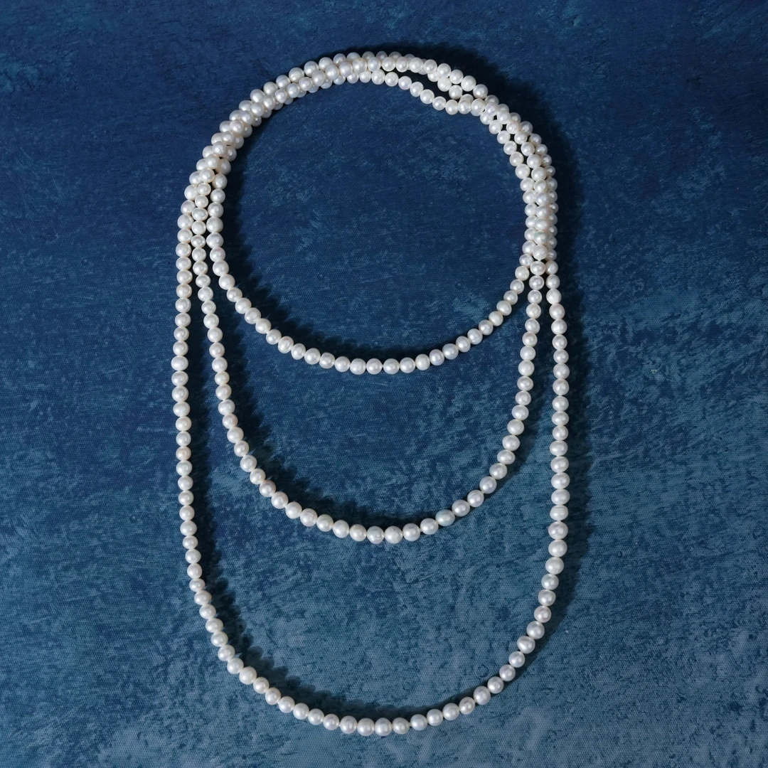 A701 月凝 6-7mm 无核淡水珍珠项链毛衣链160cm