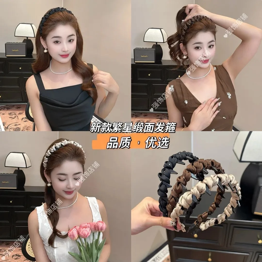 【品质优选】2025新款繁星缎面发箍高级感网红法式气质百搭正反两戴